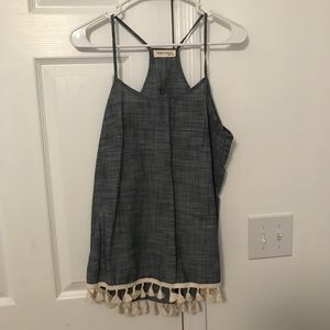 Chambray Fringe Tank Top